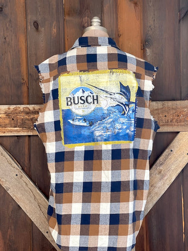 Marlin Fishing Sleeveless Flannel